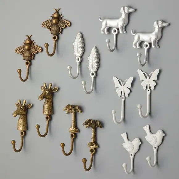 Feather Curtain Tieback Hooks - Satin Steel