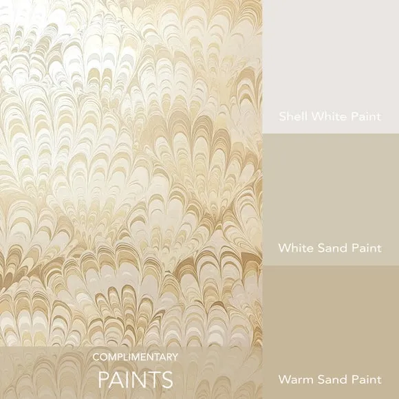 Feather Marble Wallpaper - Gold, Metallic