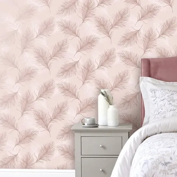 Feather Wallpaper Self-Adhesive - Blush image