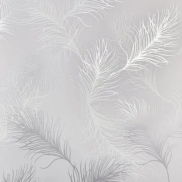 Feather Wallpaper Self-Adhesive - Silver
