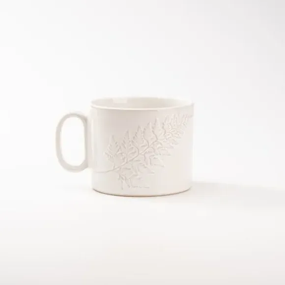 Fern Embossed Mug - Stone, Stoneware