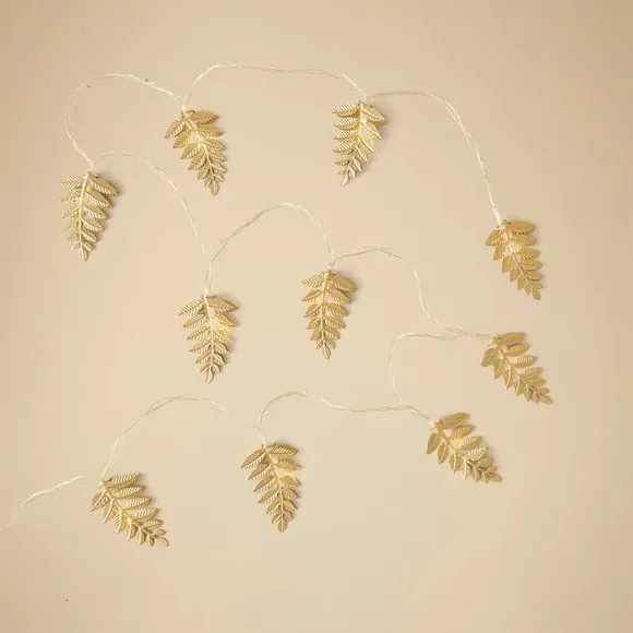 Fern Leaf String Lights - Gold