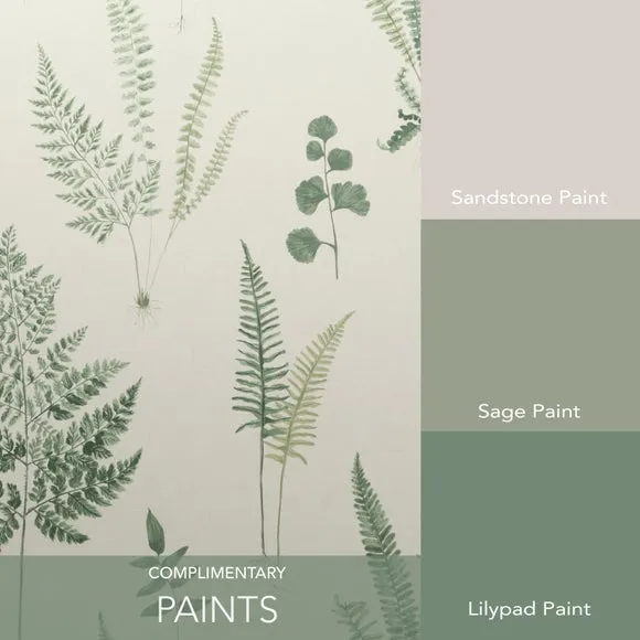 Fern Pattern Wallpaper - Green, Matte Finish