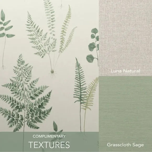 Fern Pattern Wallpaper - Green, Matte Finish