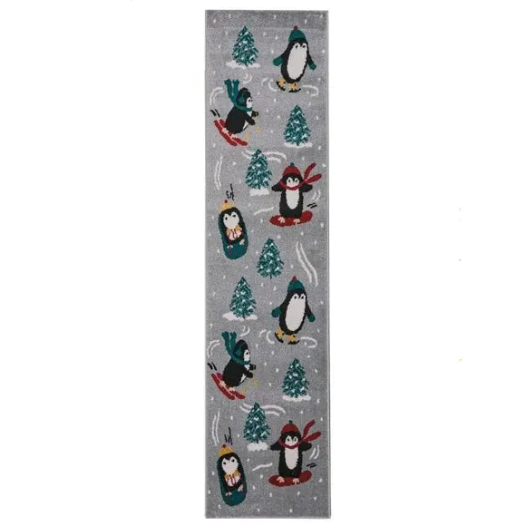 Festive Runner with Penguin Design - Multicolor