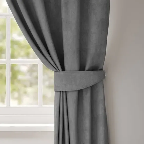 Fire Retardant Curtain Tieback - Pewter, Velour
