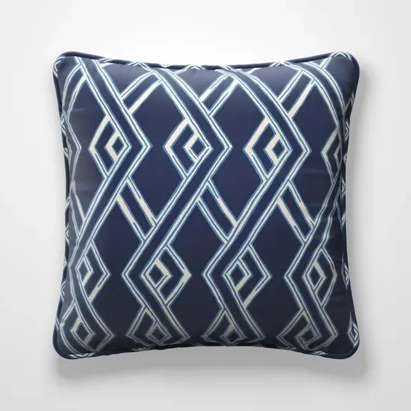 Fire Retardant Cushion Cover - Blue, Geometric