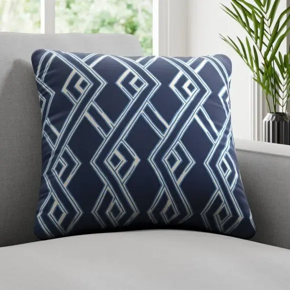 Fire Retardant Cushion Cover - Blue, Geometric image