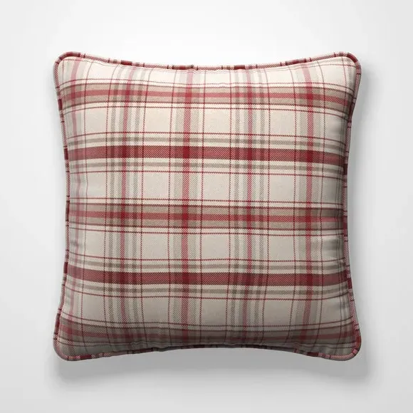 Fire Retardant Cushion Cover - Bordeaux, Checked