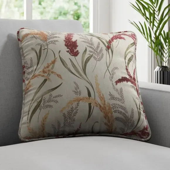 Fire Retardant Cushion Cover - Garnet, Floral
