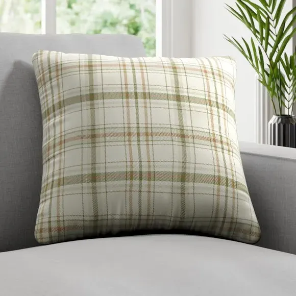 Fire Retardant Cushion Cover - Moss, Checked