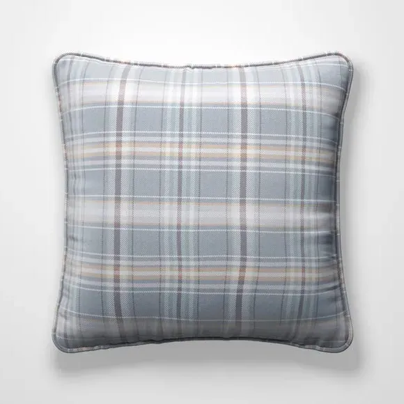 Fire Retardant Cushion Cover - Slate Blue, Checked