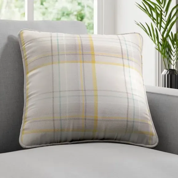 Fire Retardant Cushion Cover - Slate, Checked