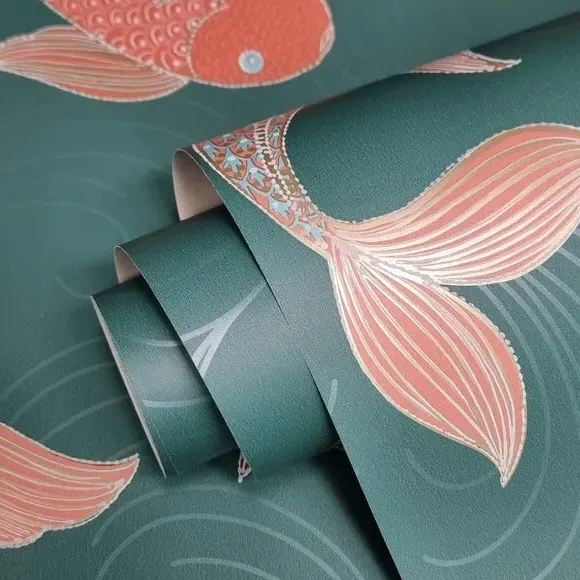 Fish Pattern Wallpaper - Peacock, Paper