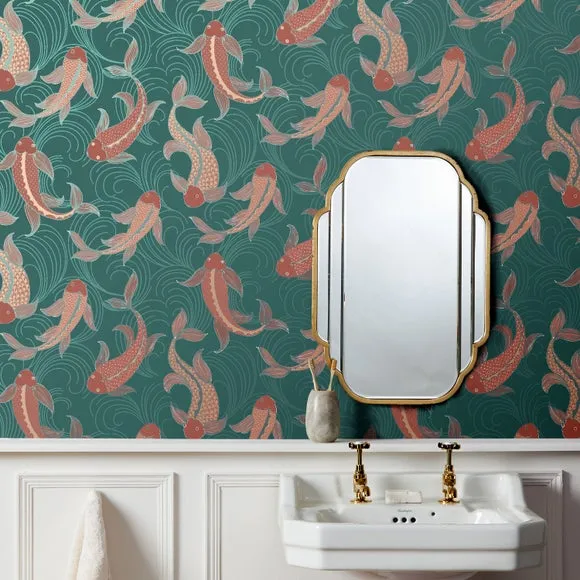 Fish Pattern Wallpaper - Peacock, Paper