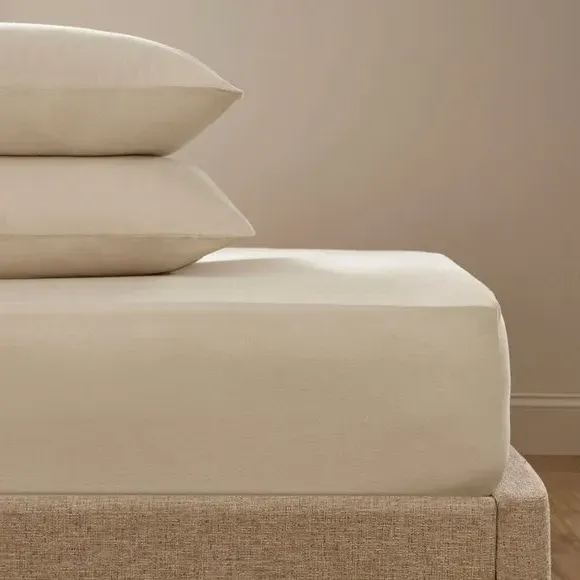 Fitted Bed Sheet - Natural, Brushed Cotton