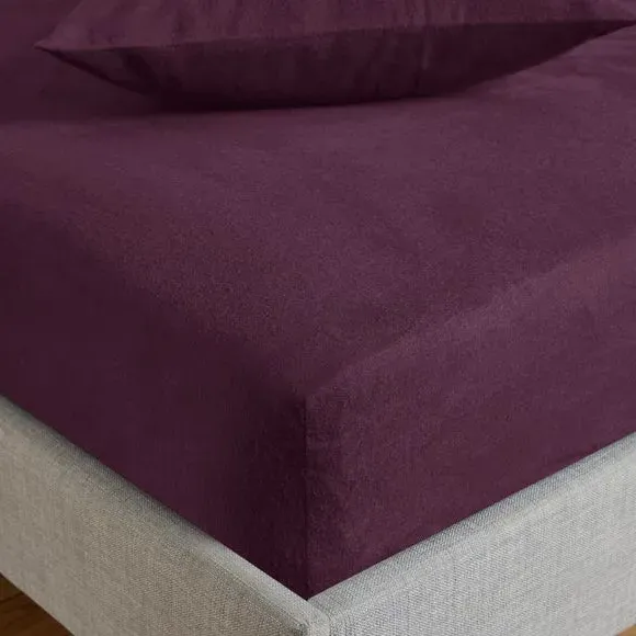 Fitted Sheet Brushed Cotton - Aubergine image