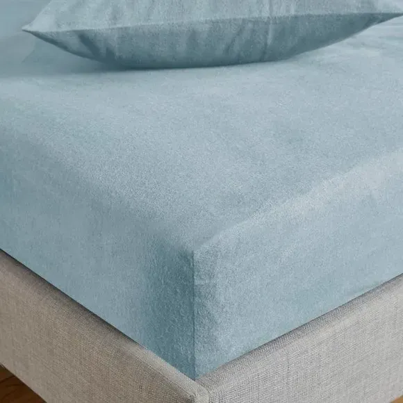 Fitted Sheet Brushed Cotton - Duck Egg