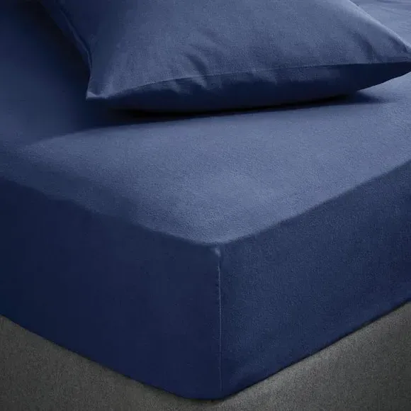 Fitted Sheet Brushed Cotton - Navy