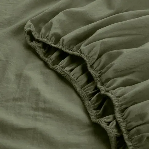 Fitted Sheet with Deep Pockets - Olive, Cotton