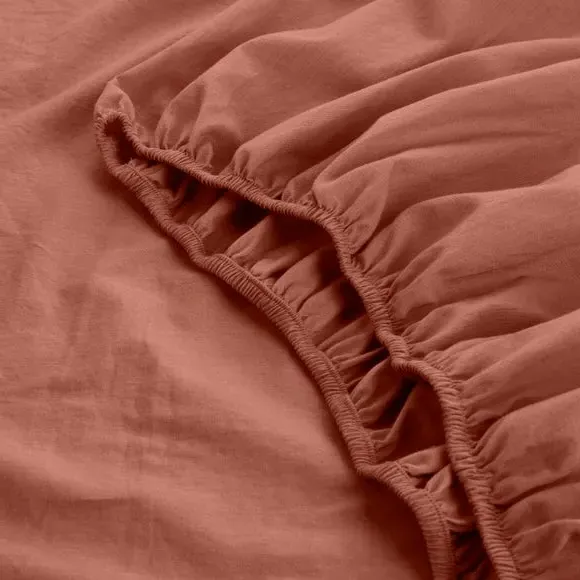 Fitted Sheet with Deep Pockets - Terracotta, Cotton