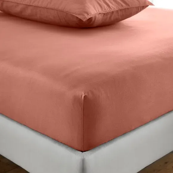 Fitted Sheet with Deep Pockets - Terracotta, Cotton