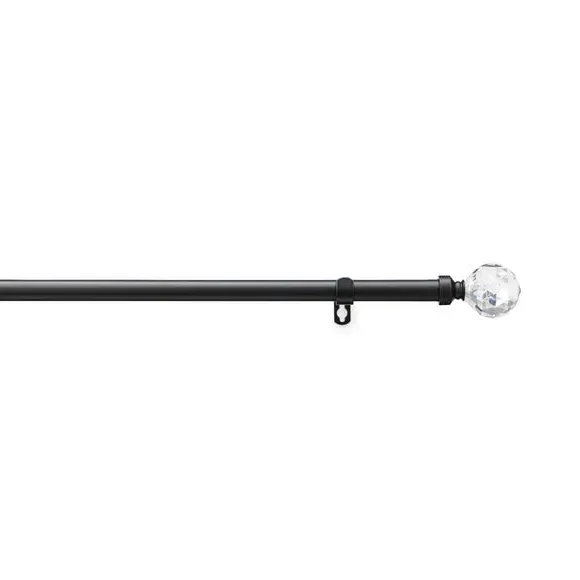Fixed Curtain Pole Crystal Ball - Black, Metal