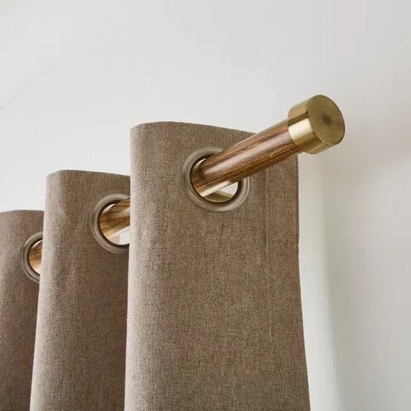 Fixed Curtain Pole with Finials - Wood, Metal