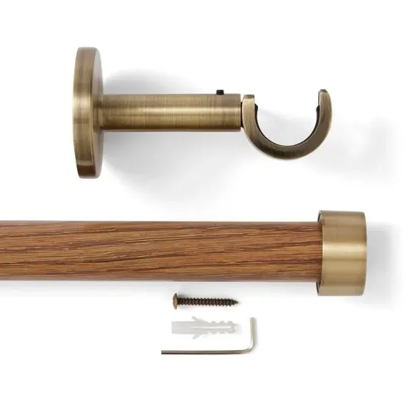 Fixed Curtain Pole with Finials - Wood, Metal