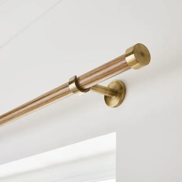 Fixed Curtain Pole with Finials - Wood, Metal