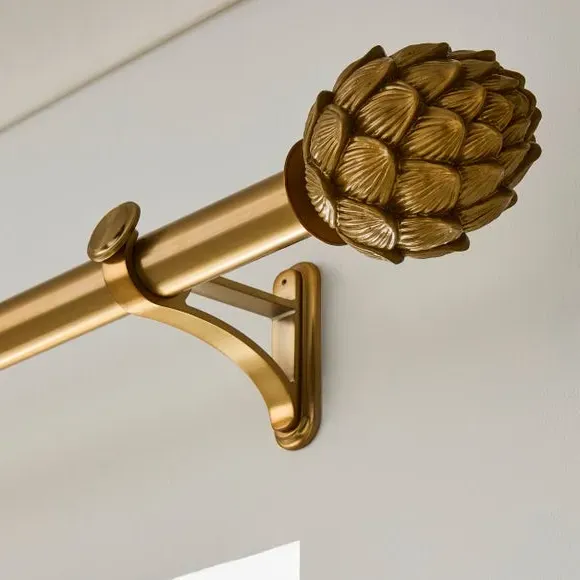 Fixed Curtain Pole with Rings - Antique Gold, Metal