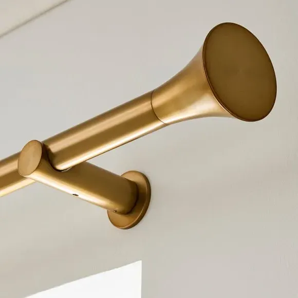 Fixed Curtain Pole with Rings - Antique Gold, Metal