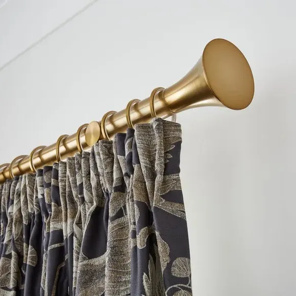 Fixed Curtain Pole with Rings - Antique Gold, Metal