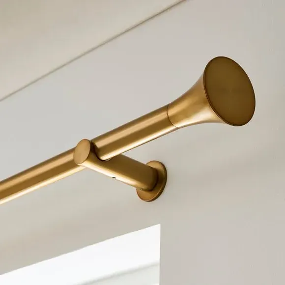 Fixed Curtain Pole with Rings - Antique Gold, Metal image