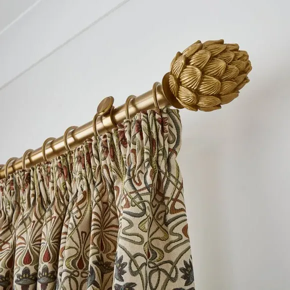 Fixed Curtain Pole with Rings - Antique Gold, Metal