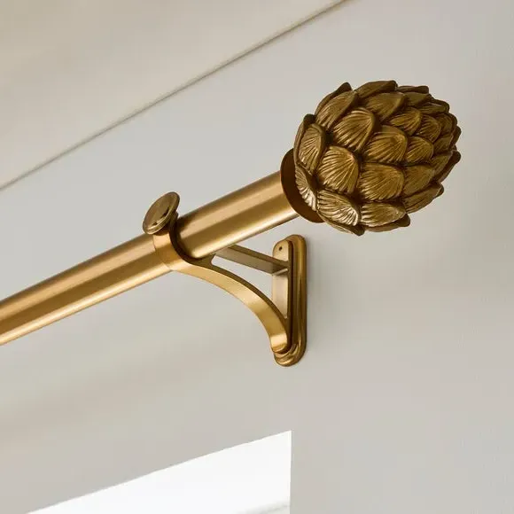 Fixed Curtain Pole with Rings - Antique Gold, Metal image