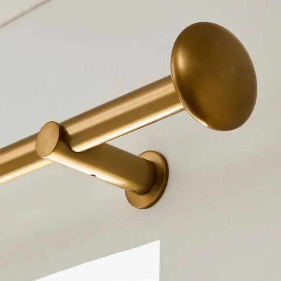 Fixed Curtain Pole with Rings - Antique Gold, Metal