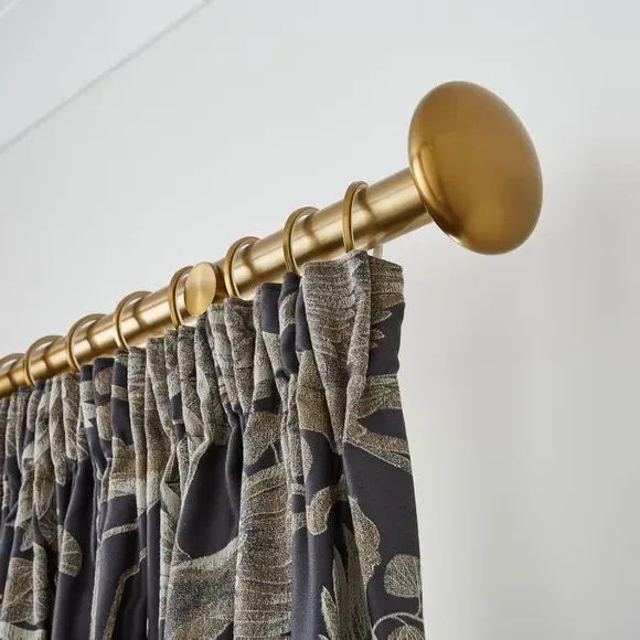 Fixed Curtain Pole with Rings - Antique Gold, Metal