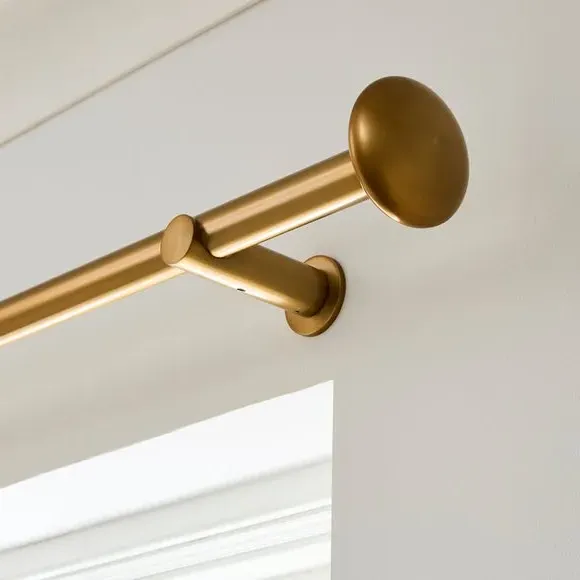 Fixed Curtain Pole with Rings - Antique Gold, Metal