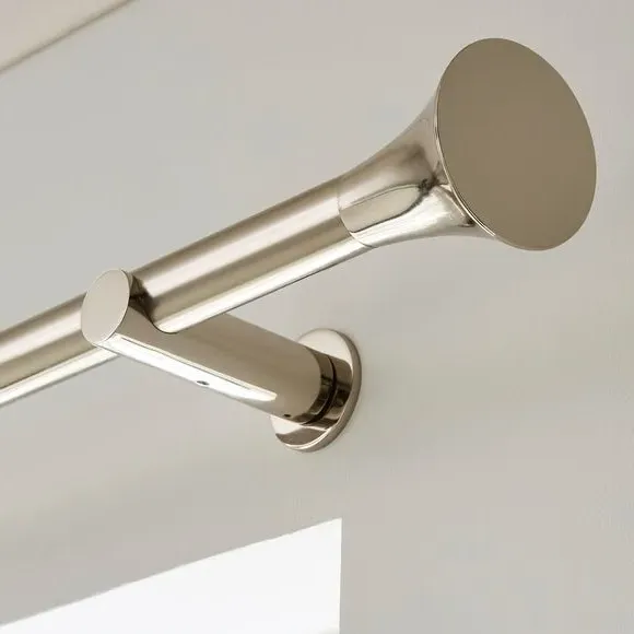 Fixed Curtain Pole with Rings - Antique Silver, Metal