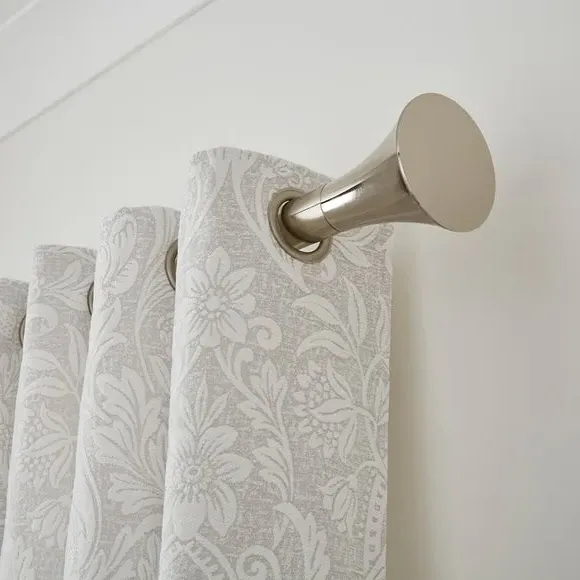 Fixed Curtain Pole with Rings - Antique Silver, Metal