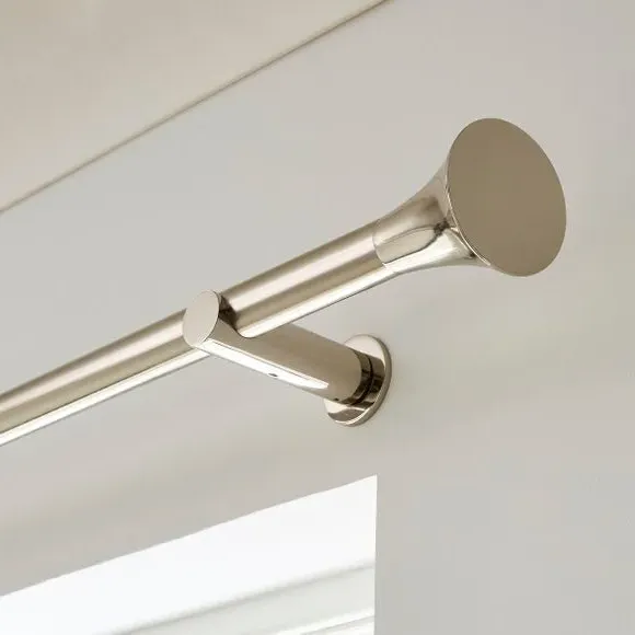 Fixed Curtain Pole with Rings - Antique Silver, Metal