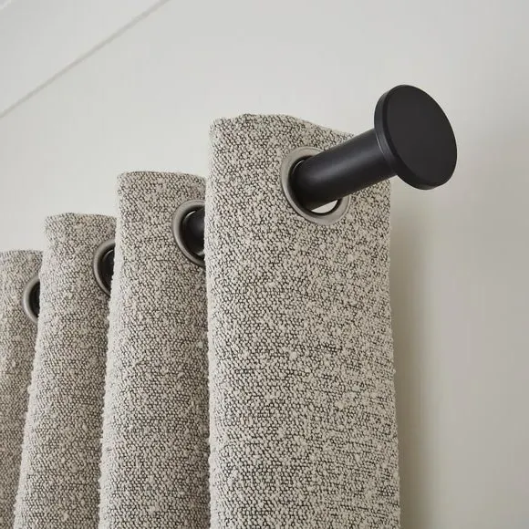 Fixed Curtain Pole with Rings - Black, Metal