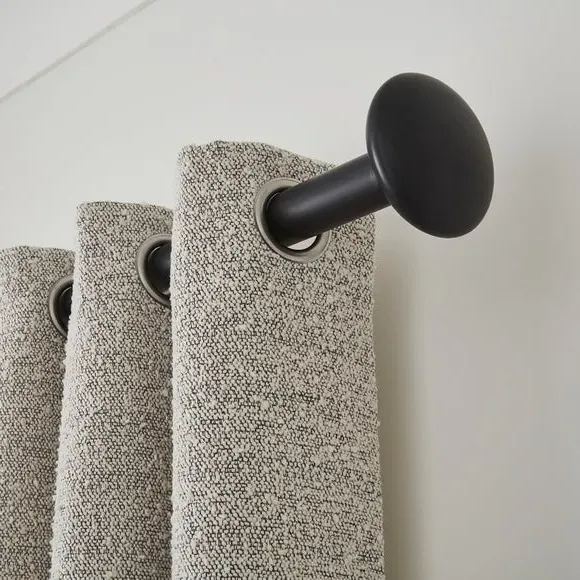 Fixed Curtain Pole with Rings - Black, Metal