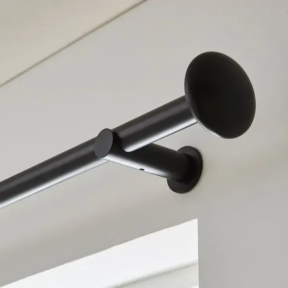 Fixed Curtain Pole with Rings - Black, Metal image