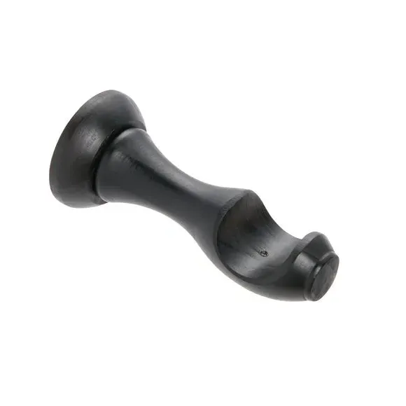 Fixed Curtain Pole with Rings - Black, Wood