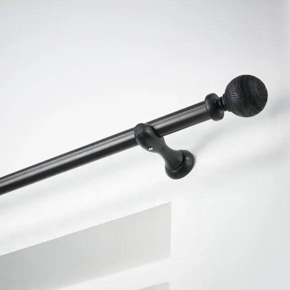 Fixed Curtain Pole with Rings - Black, Wood image