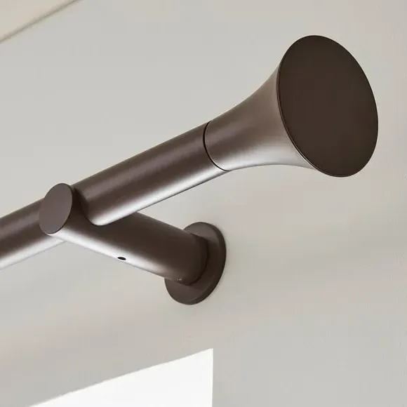 Fixed Curtain Pole with Rings - Cocoa, Metal
