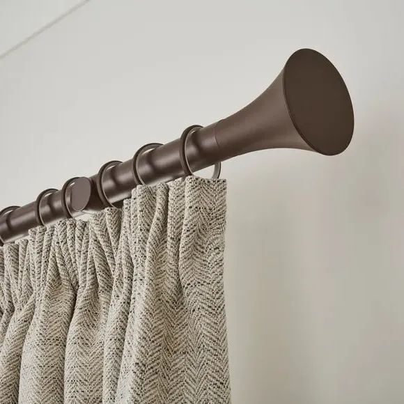 Fixed Curtain Pole with Rings - Cocoa, Metal