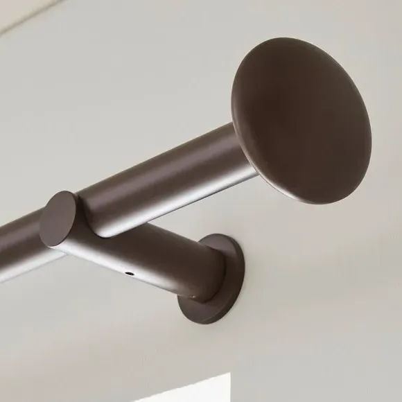 Fixed Curtain Pole with Rings - Cocoa, Metal